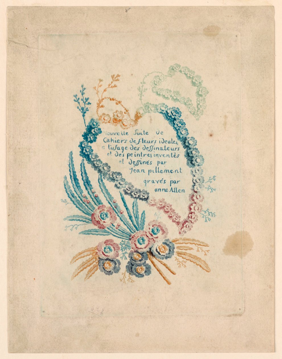 Página de título para "Nouvelle Suite de Cahiers de fleurs iéales" de Jean Baptiste Pillement