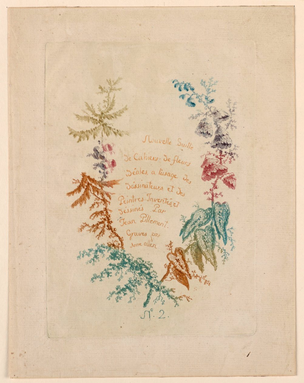 Página de título para "Novo conjunto de cadernos de flores ideais" nº 2 de Jean Baptiste Pillement