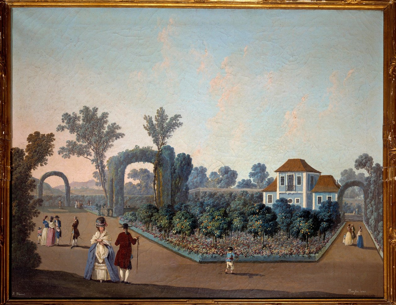 Vista dos jardins do Benfica em Lisboa em 1785 Aguarela de Jean Pillement (1728-1808) 1785 Paris, Artes Decorativas de Jean Baptiste Pillement