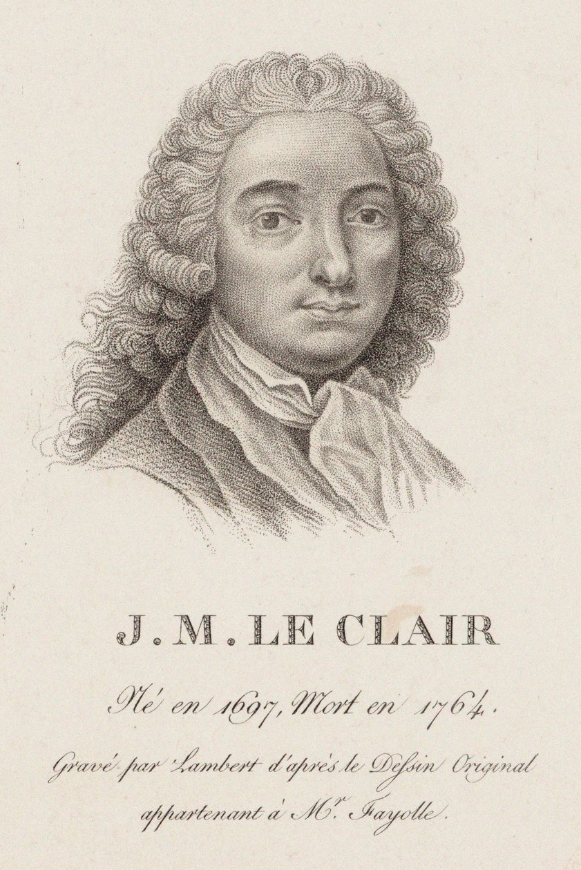 Retrato do violinista e compositor Jean-Marie Leclair 1697-1764. de Jean Baptiste Ponce Lambert