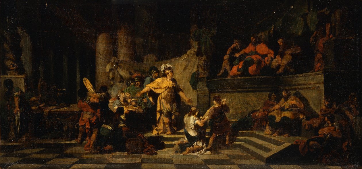 Enéias Oferecendo Presentes ao Rei Latinus e Pedindo-lhe a Mão de Sua Filha, 1778 de Jean Baptiste Regnault