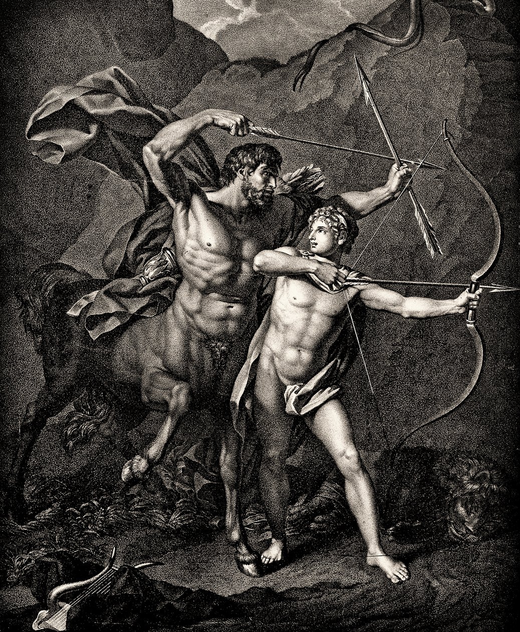 A educação de Aquiles por Chiron, c.1798 de Jean Baptiste Regnault