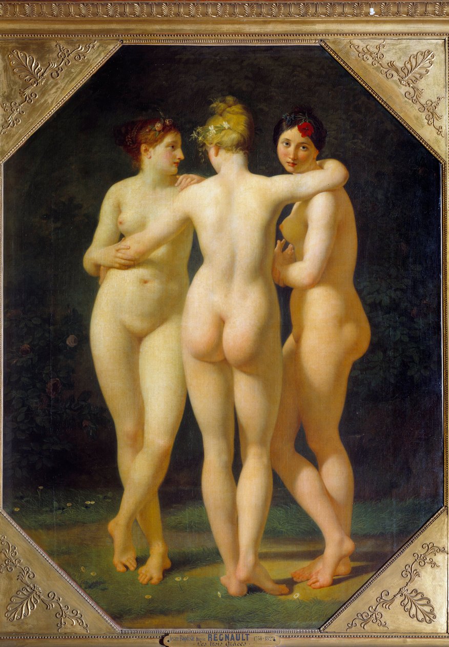 As três Graças. Pintura de Jean Baptiste Regnault (1754-1829) de Jean Baptiste Regnault