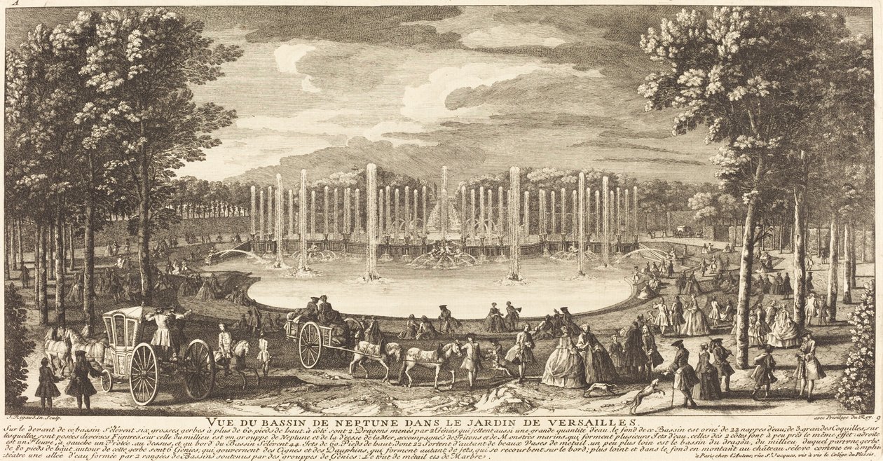 Vue du Bassin de Neptune no Jardim de Versalhes de Jean Baptiste Rigaud
