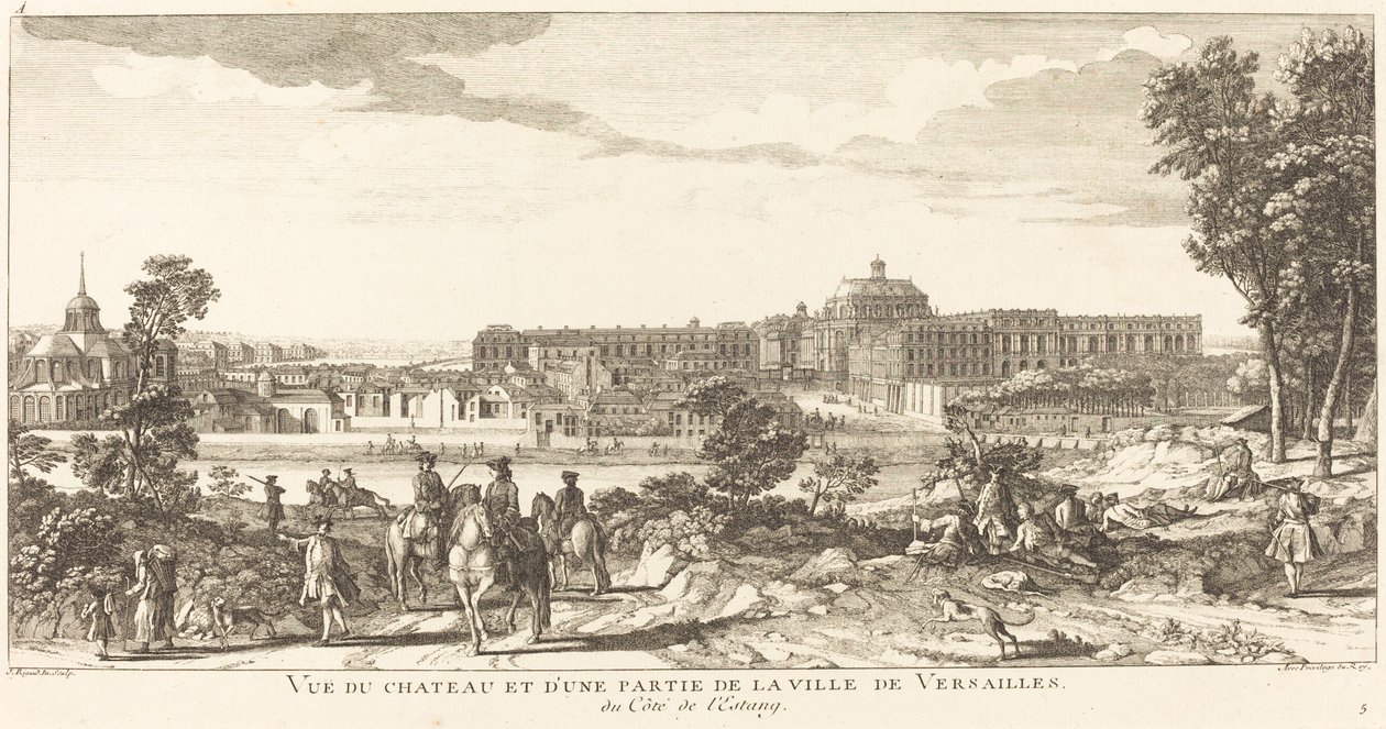 Vista do castelo e parte da cidade de Versalhes de Jean Baptiste Rigaud