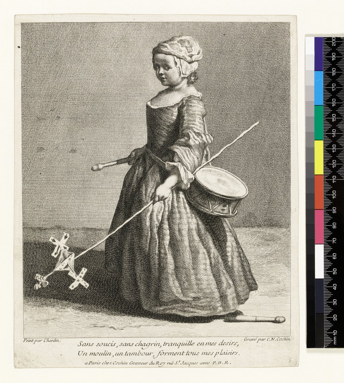 Le Jeune Soldat, gravada por Charles Nicolas Cochin I (1688-1754) 1738 (gravura e gravação) de Jean Baptiste Simeon (after) Chardin