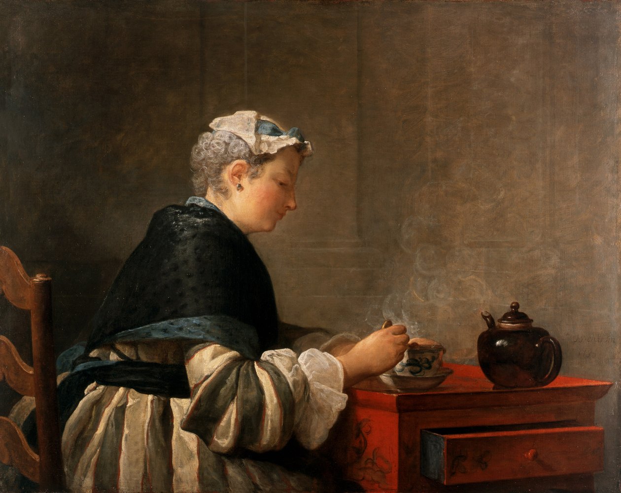 Uma senhora tomando chá, 1735 de Jean Baptiste Simeon Chardin