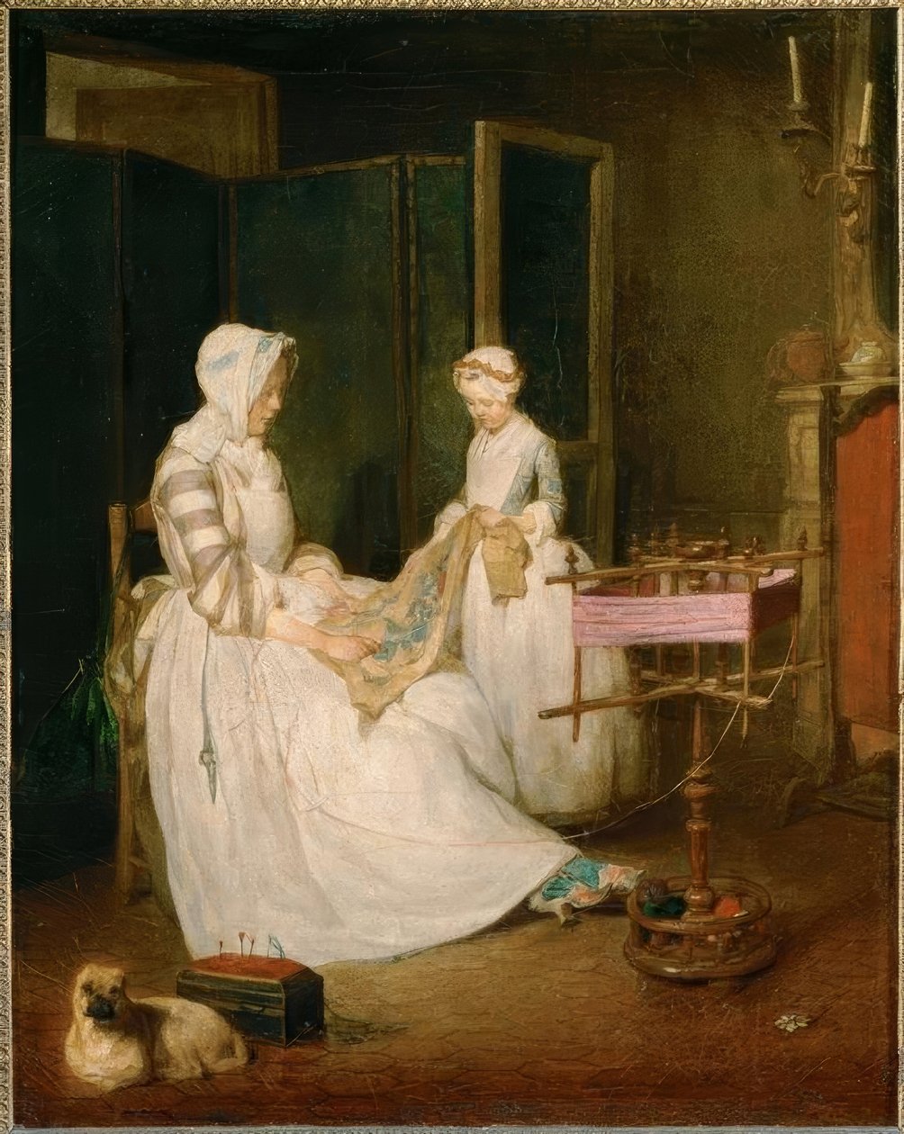 Chardin, a mãe diligente - por volta de 1739-40 de Jean Baptiste Simeon Chardin