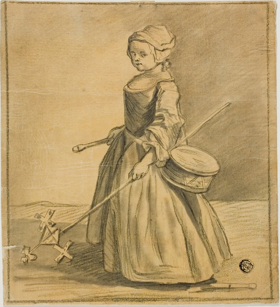Rapariga a brincar com um tambor de Jean Baptiste Simeon Chardin