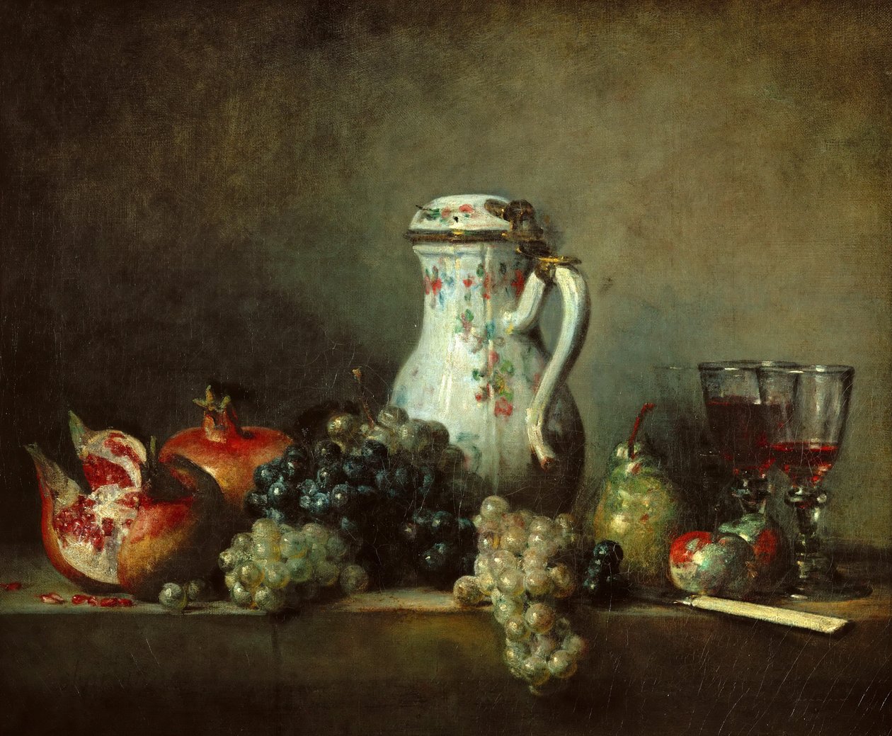 Uvas e romãs de Jean Baptiste Simeon Chardin