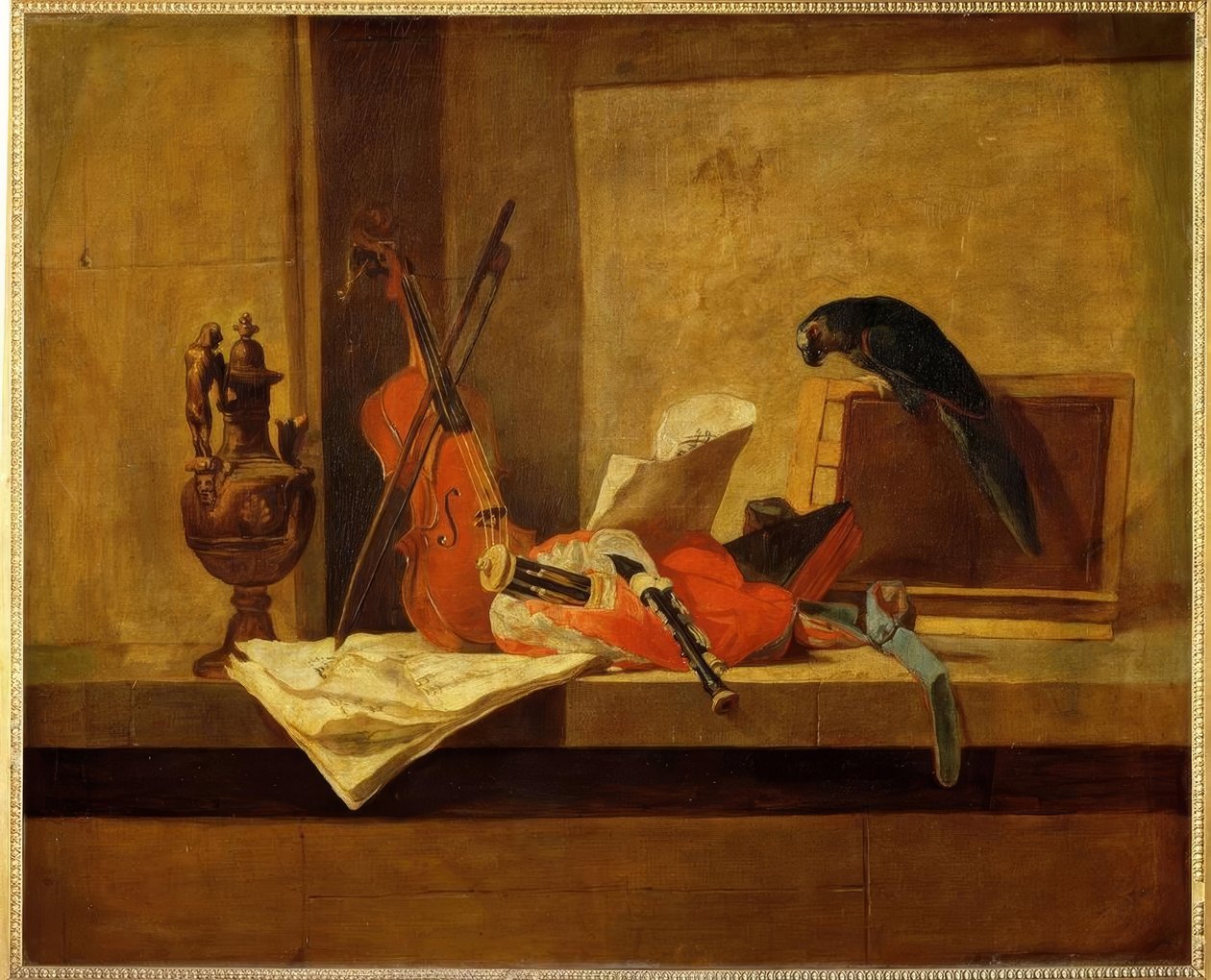 JBSChardin, Musikinstrumente u. O chão. de Jean Baptiste Simeon Chardin