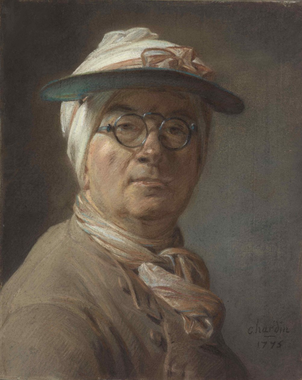 Auto-retrato com uma sombra, 1775. de Jean Baptiste Simeon Chardin