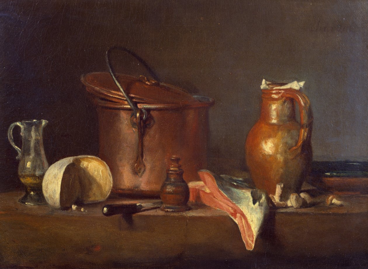 Ainda vida com salmão, c.1730 de Jean Baptiste Simeon Chardin