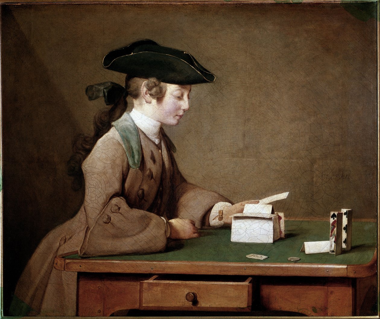 A Casa das Cartas (óleo sobre tela de Jean Baptiste Simeon Chardin