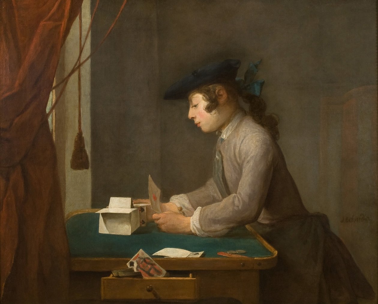 O castelo de cartas, 1735 de Jean Baptiste Simeon Chardin