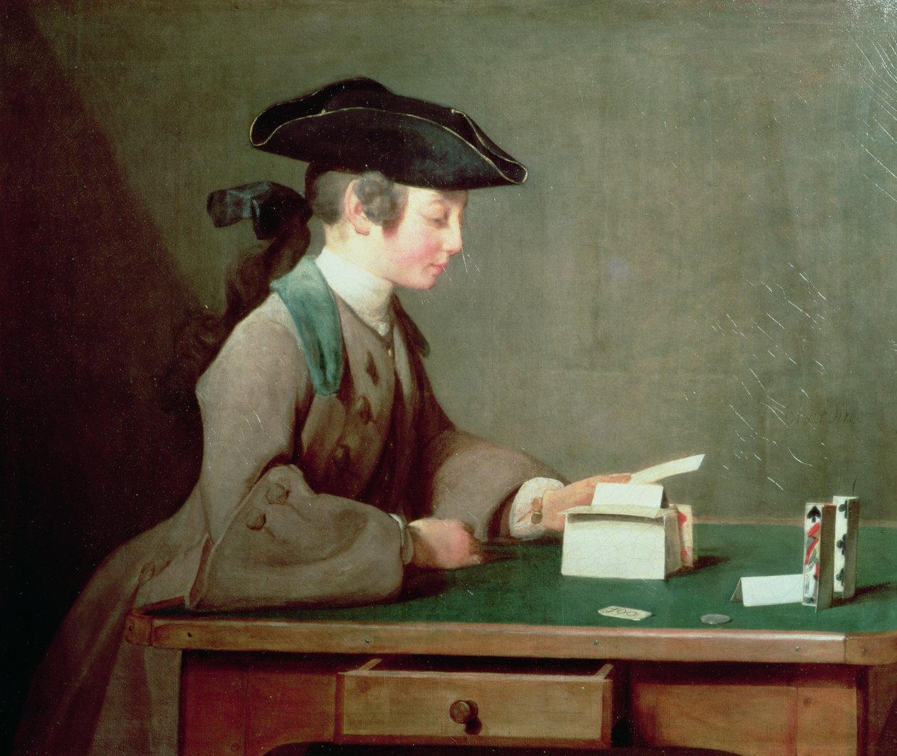 A Casa dos Cartões, c.1736-37 de Jean Baptiste Simeon Chardin