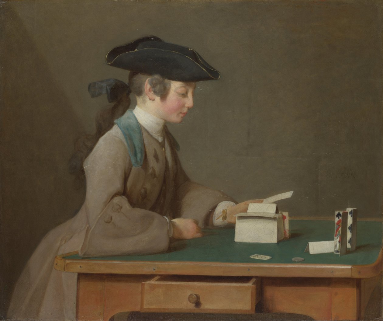 O castelo de cartas, c. 1736 de Jean Baptiste Simeon Chardin