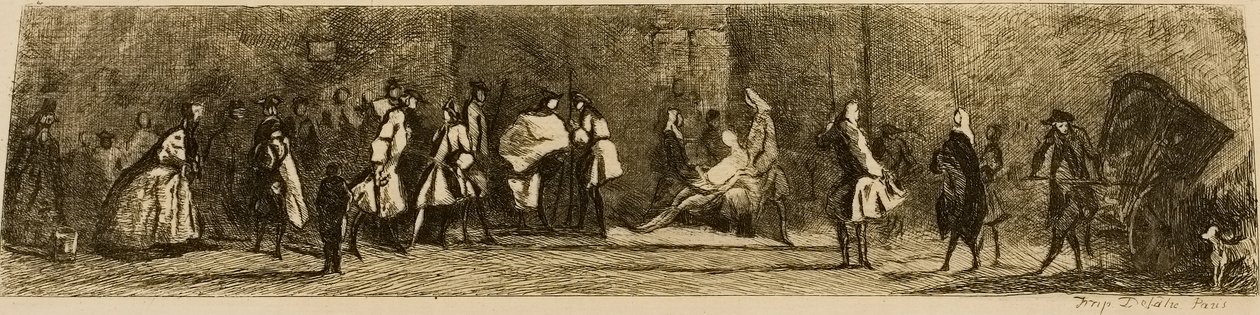 O sinal do cirurgião-barbeiro, gravado por Jules de Goncourt de Jean Baptiste Simeon Chardin