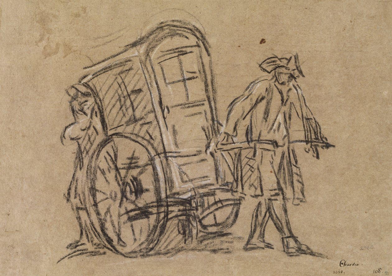 O vinagrete (carvão e giz no papel) de Jean Baptiste Simeon Chardin