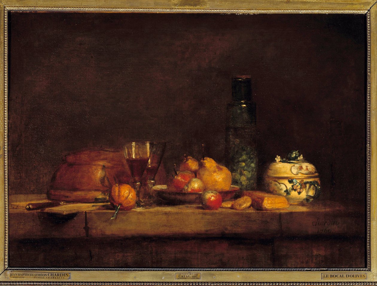 O frasco das azeitonas. Pintura de Jean Simeon Chardin (1699-1779) de Jean Baptiste Simeon Chardin