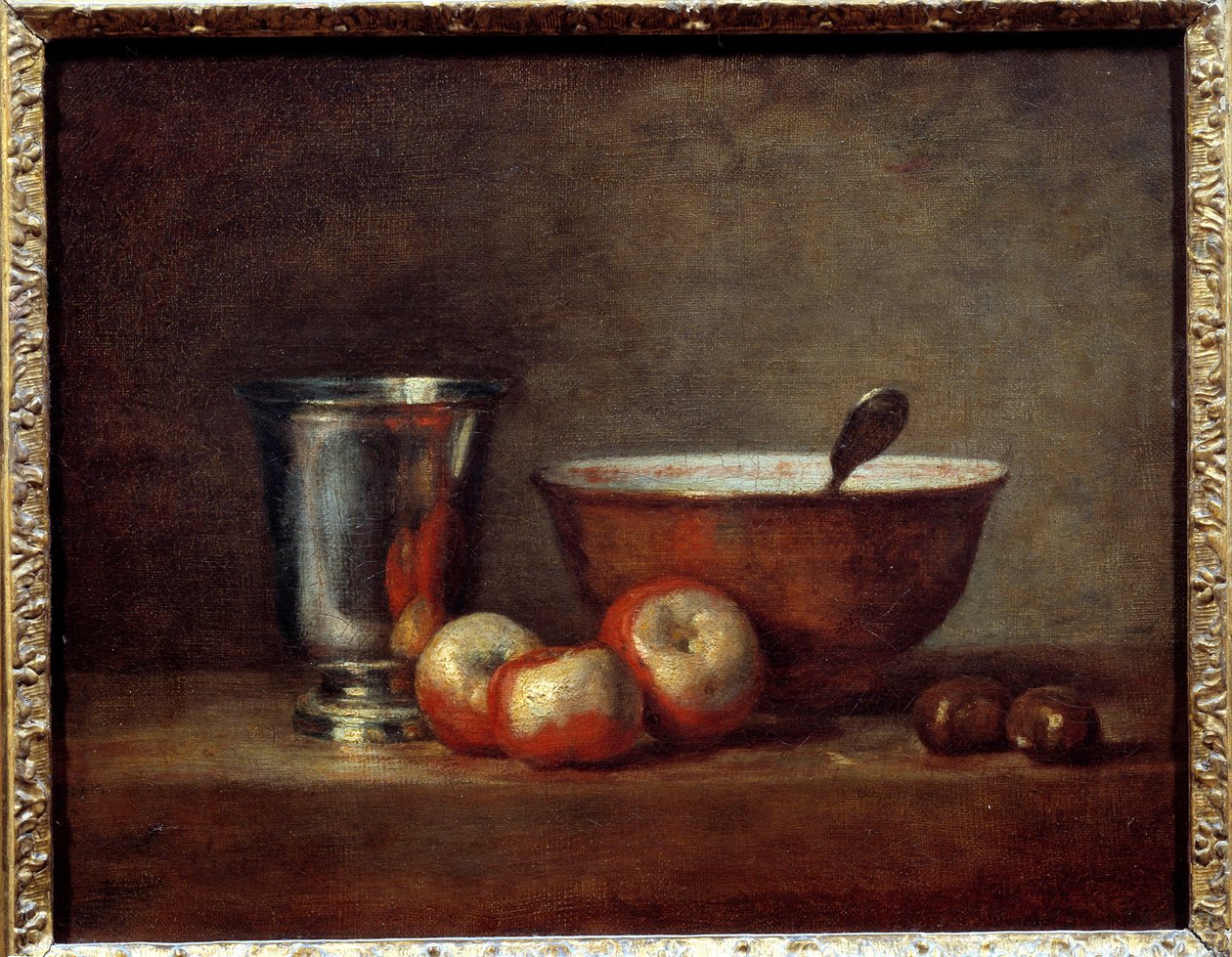 A taça de prata. Pintura de Jean Baptiste Simeon Chardin (1699-1779) de Jean Baptiste Simeon Chardin