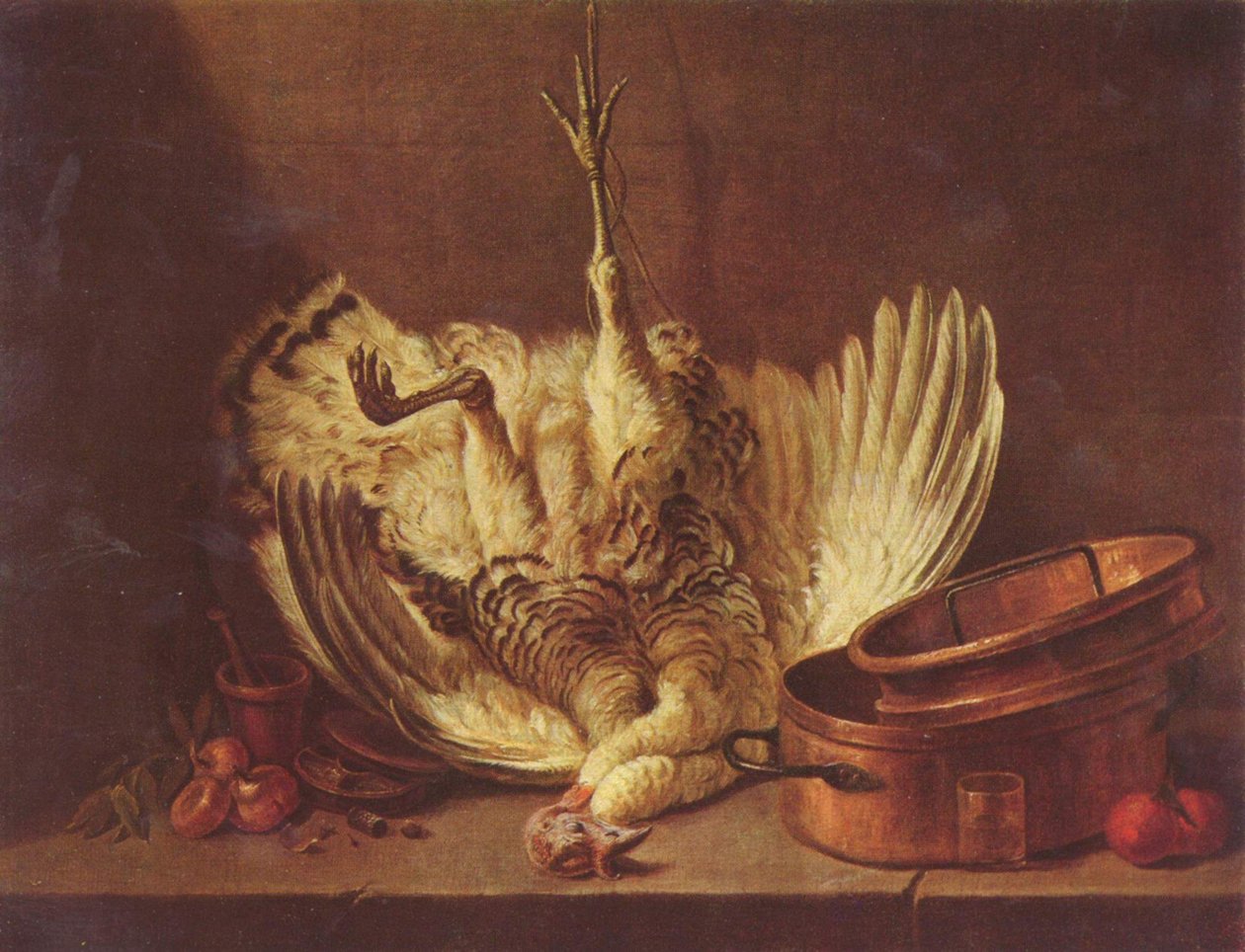 Natureza-morta com peru pendurado de Jean Baptiste Simeon Chardin