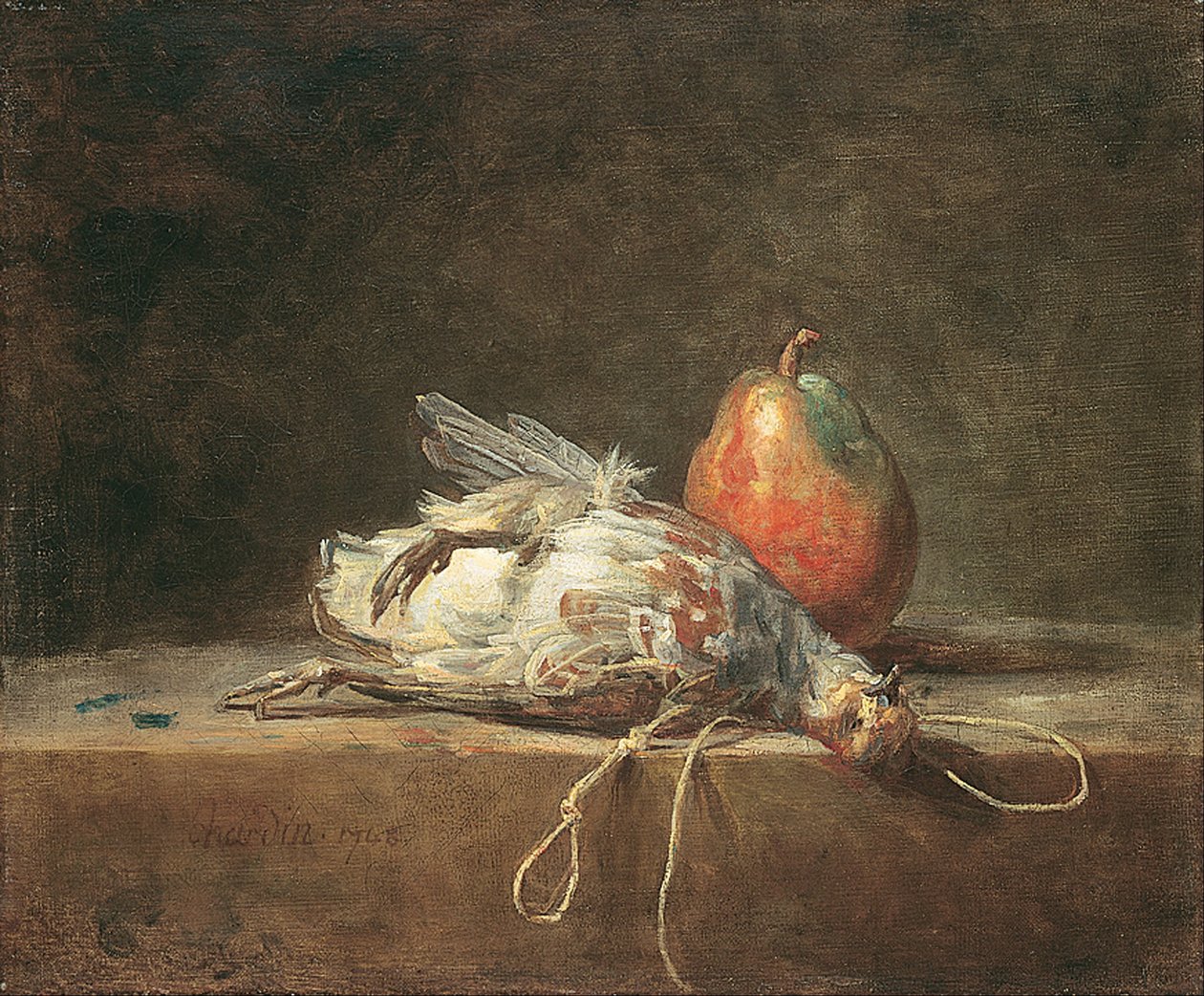 Natureza morta com perdiz e pêra de Jean Baptiste Simeon Chardin