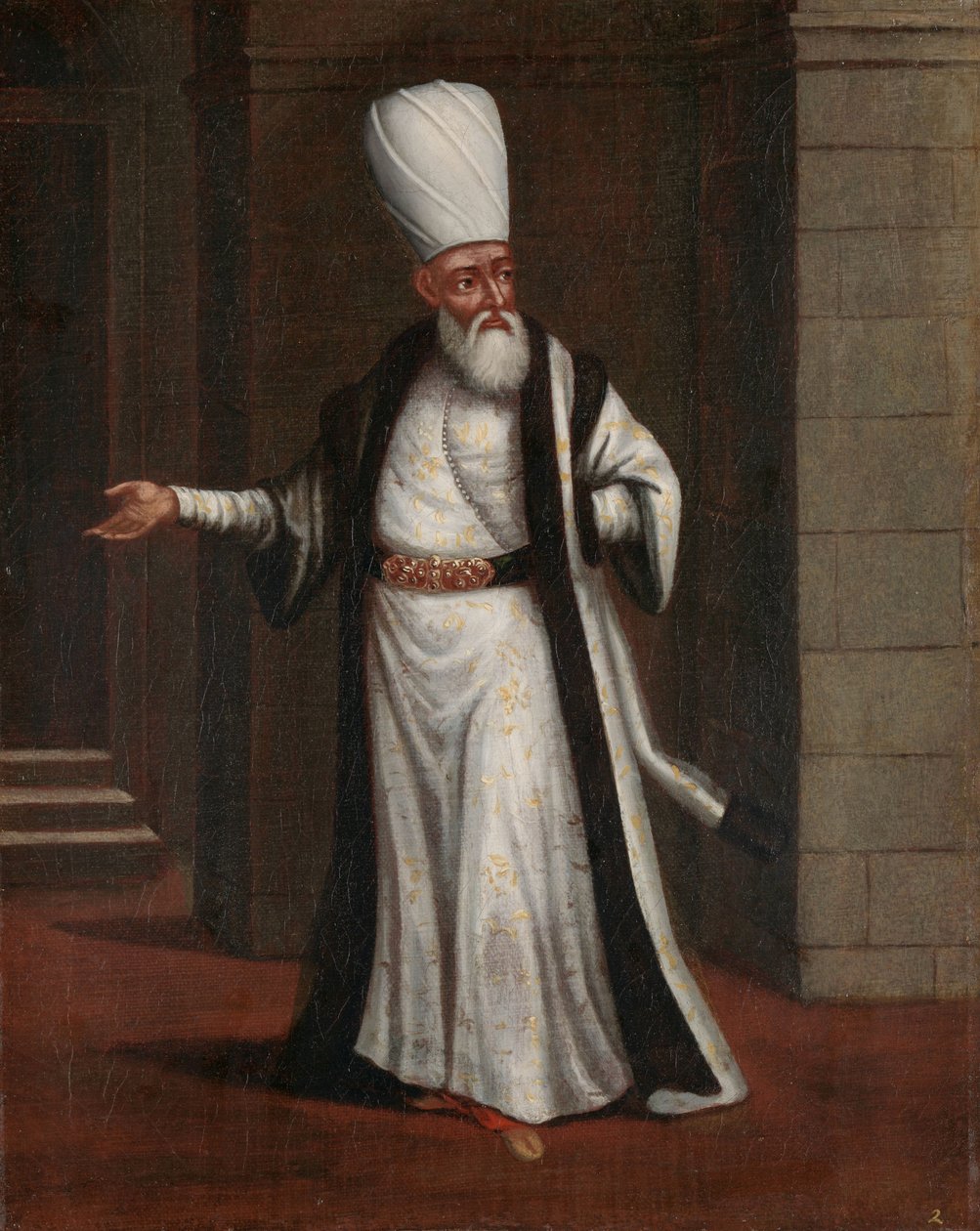 O janízaro Aga, comandante-em-chefe dos janízaros de Jean Baptiste Vanmour (workshop of)