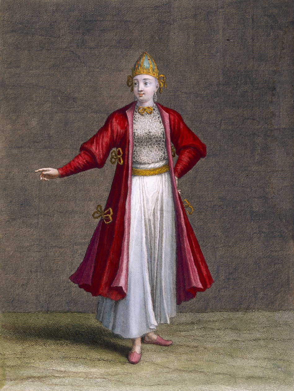 Uma menina búlgara, placa 83 de &39;coleção de cem impressões representando as diferentes nações do Levante&39; por Charles de Ferriol, gravado por Jean-Baptiste Haussard (fl.1679-1749), 1707-08 (c de Jean Baptiste Vanmour