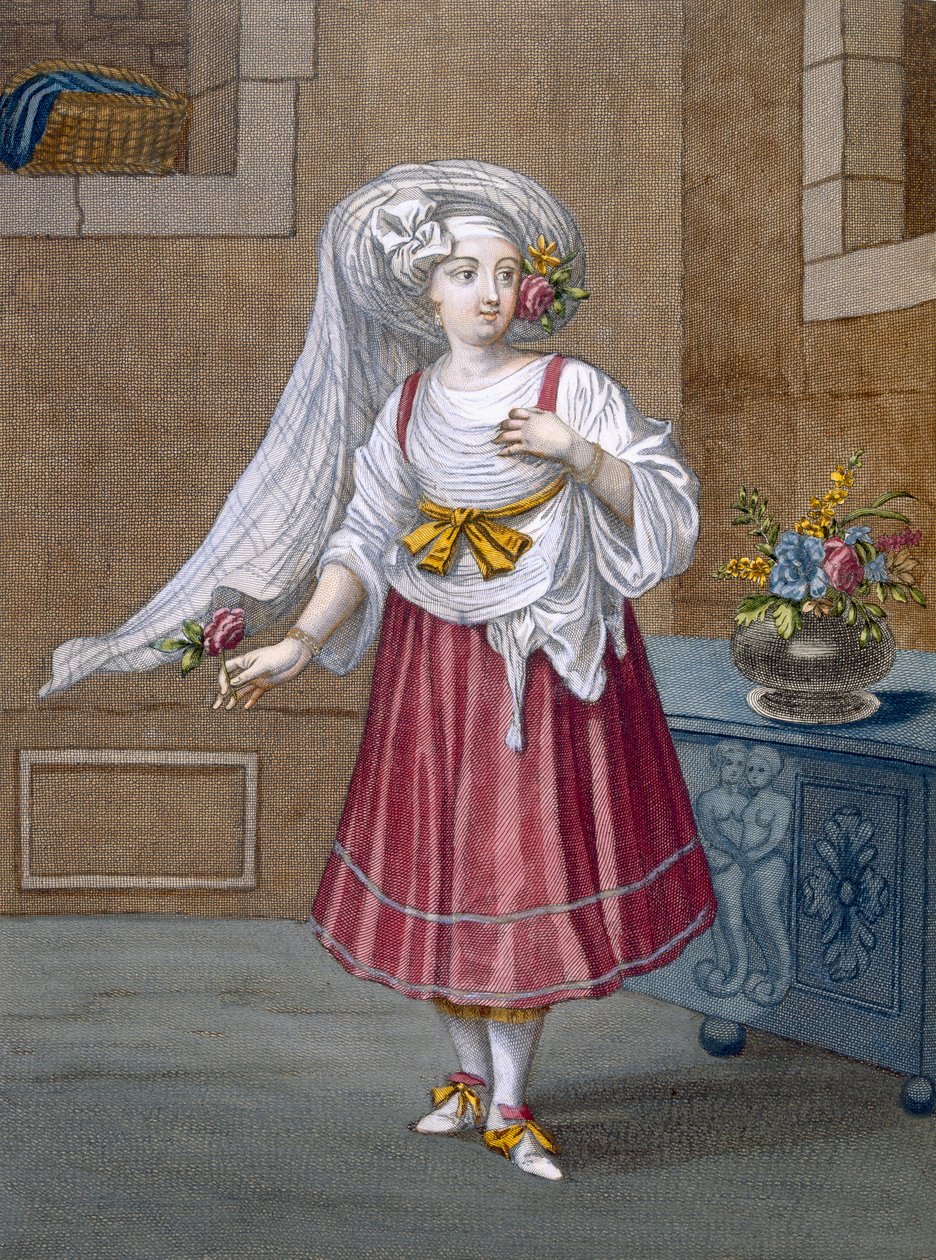 Uma Garota de Quios, placa 74 de "Coleção de Cem Gravuras Representando as Diferentes Nações do Levante", de Charles de Ferriol, 1707-08 de Jean Baptiste Vanmour
