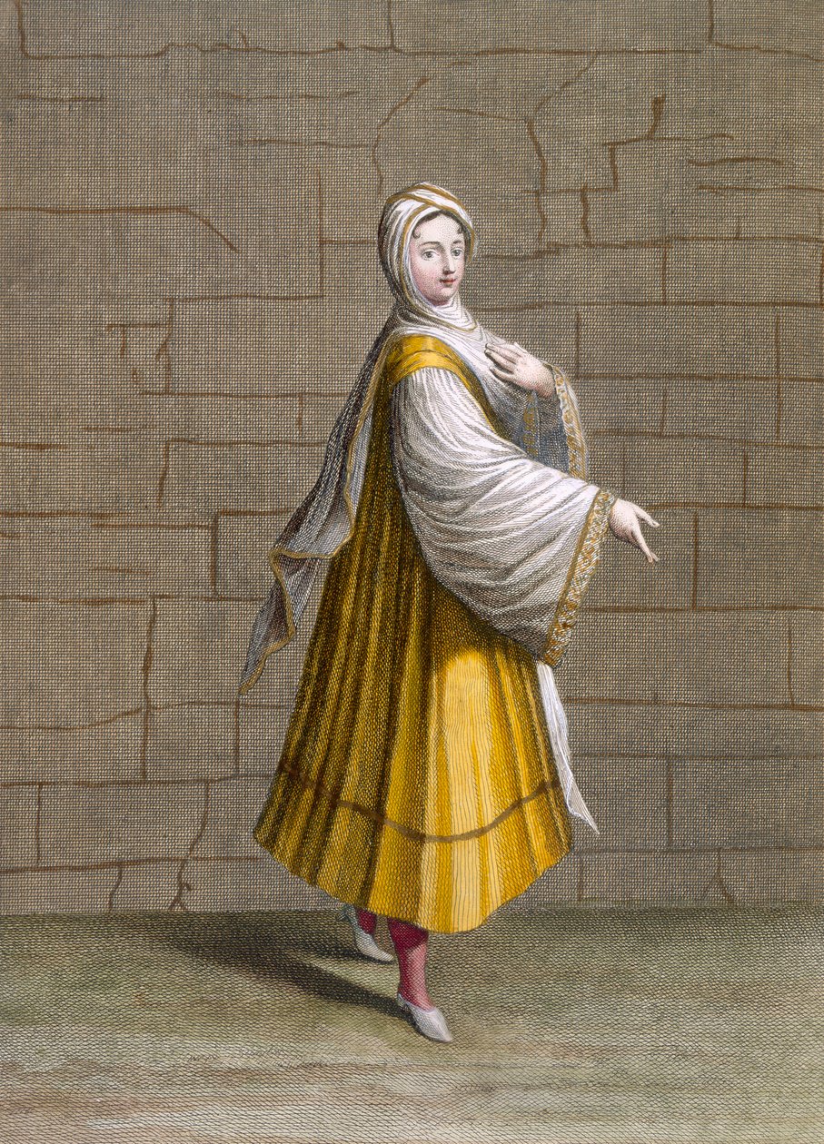Uma garota de Fine, prato 72 de "Coleção de cem impressões representando as diferentes nações do Levante" por Charles de Ferriol, gravado por J. de Franssieres, 1707-08 de Jean Baptiste Vanmour