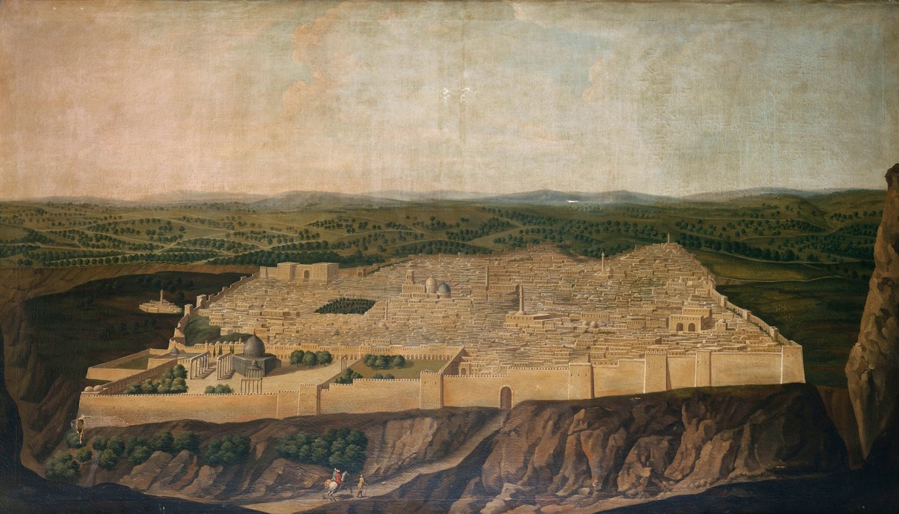 Uma vista panorâmica de Jerusalém de Jean Baptiste Vanmour