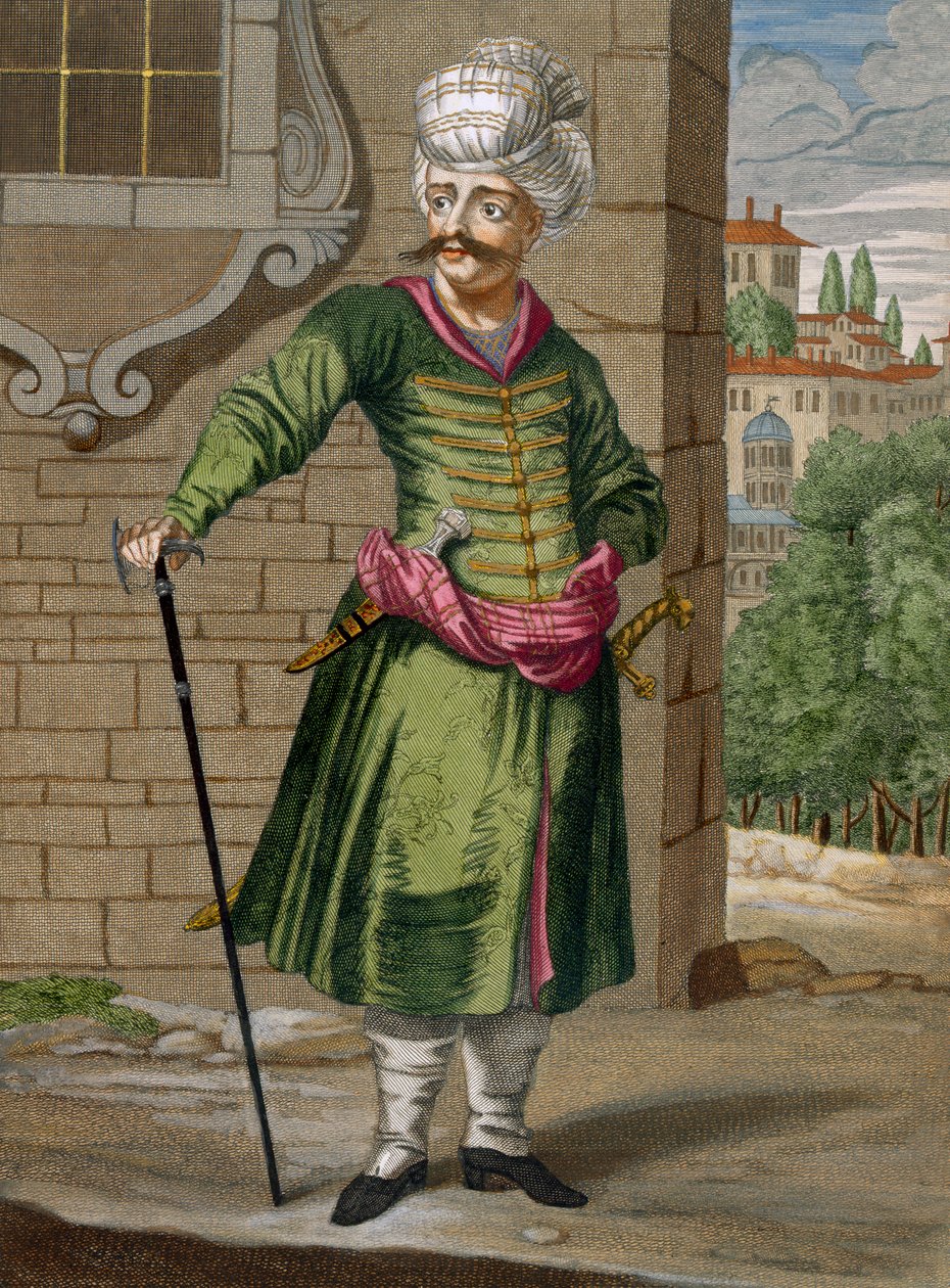 Um persa, placa 90 de "Coleção de cem impressões representando as diferentes nações do Levante" por Charles de Ferriol, gravada por Gerard Scotin (1671-1716), 1707-08 de Jean Baptiste Vanmour