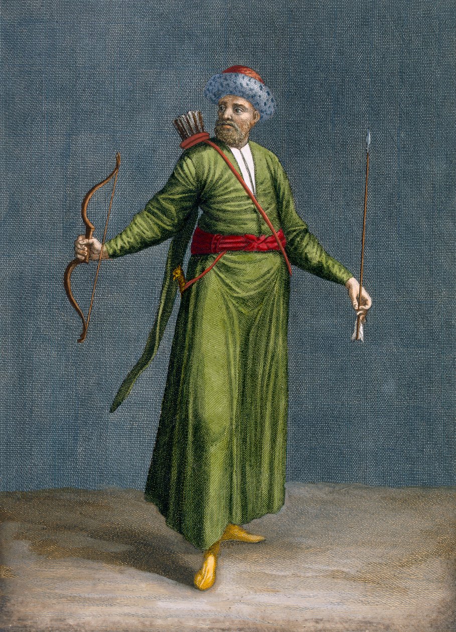 Um tártaro da Crimeia, placa 84 de "Coleção de cem impressões representando as diferentes nações do Levante" por Charles de Ferriol, gravado por Philippe Simonneau (1685-c.1753), 1707-08 (colou de Jean Baptiste Vanmour