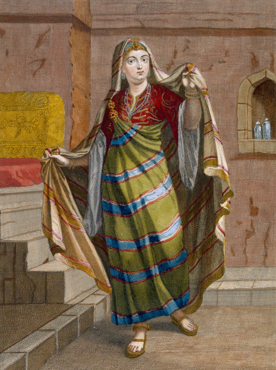 Uma mulher africana, placa 96 de &39;coleção de cem estampas representando as diferentes nações do Levante&39; por Charles de Ferriol, gravado por Gerard Scotin (1671-1716), 1707-08 (engr coloridas de Jean Baptiste Vanmour