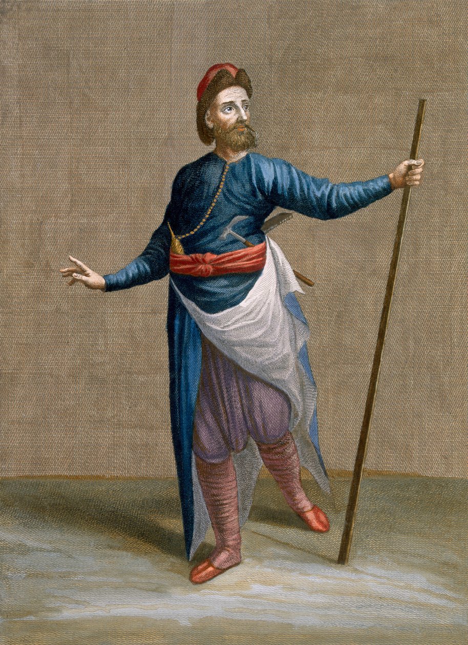 Um arquiteto armênio, placa 88 de &39;coleção de cem impressões representando as diferentes nações do Levante&39; por Charles de Ferriol, gravado por J. de Franssieres, 1707-08 (gravura colorida de Jean Baptiste Vanmour