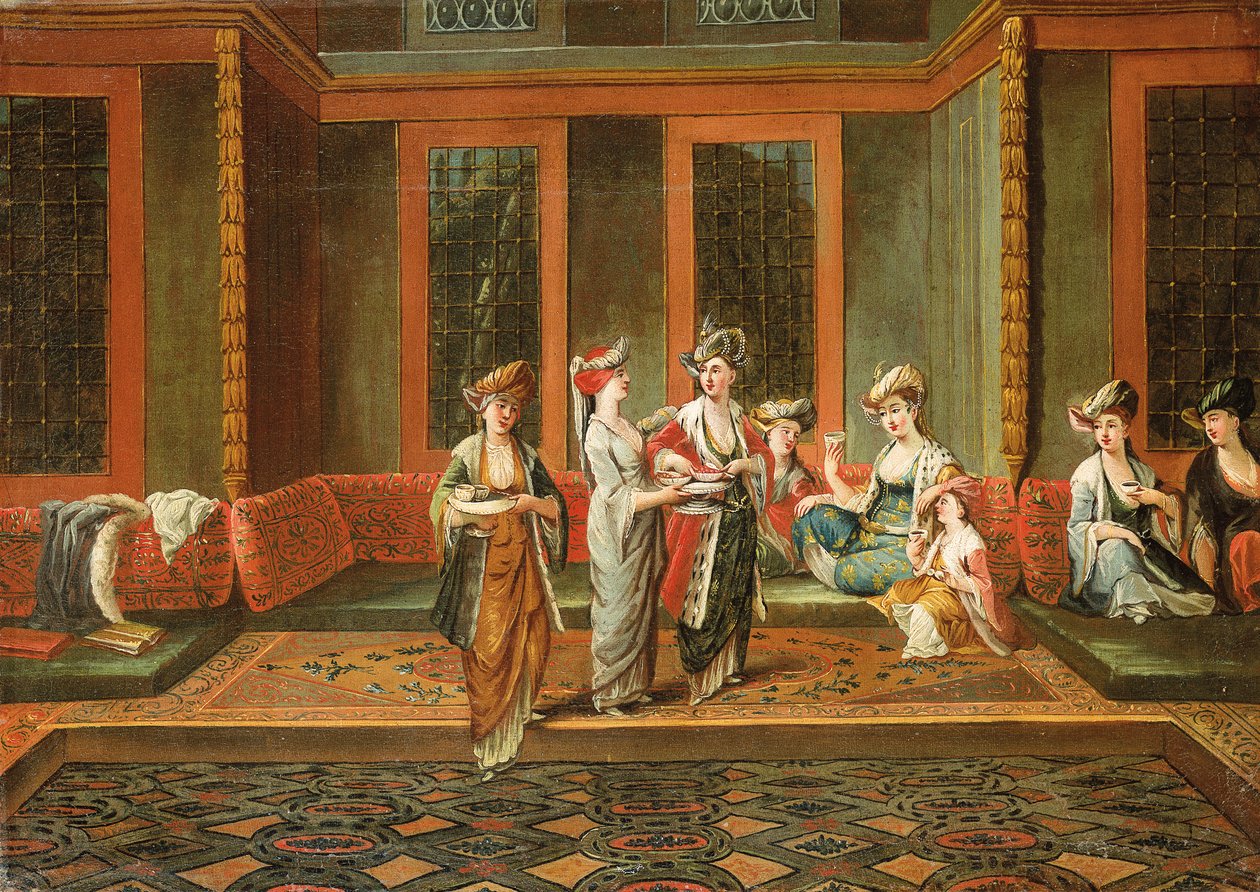 Armênias mulheres tomando café no interior de Jean Baptiste Vanmour