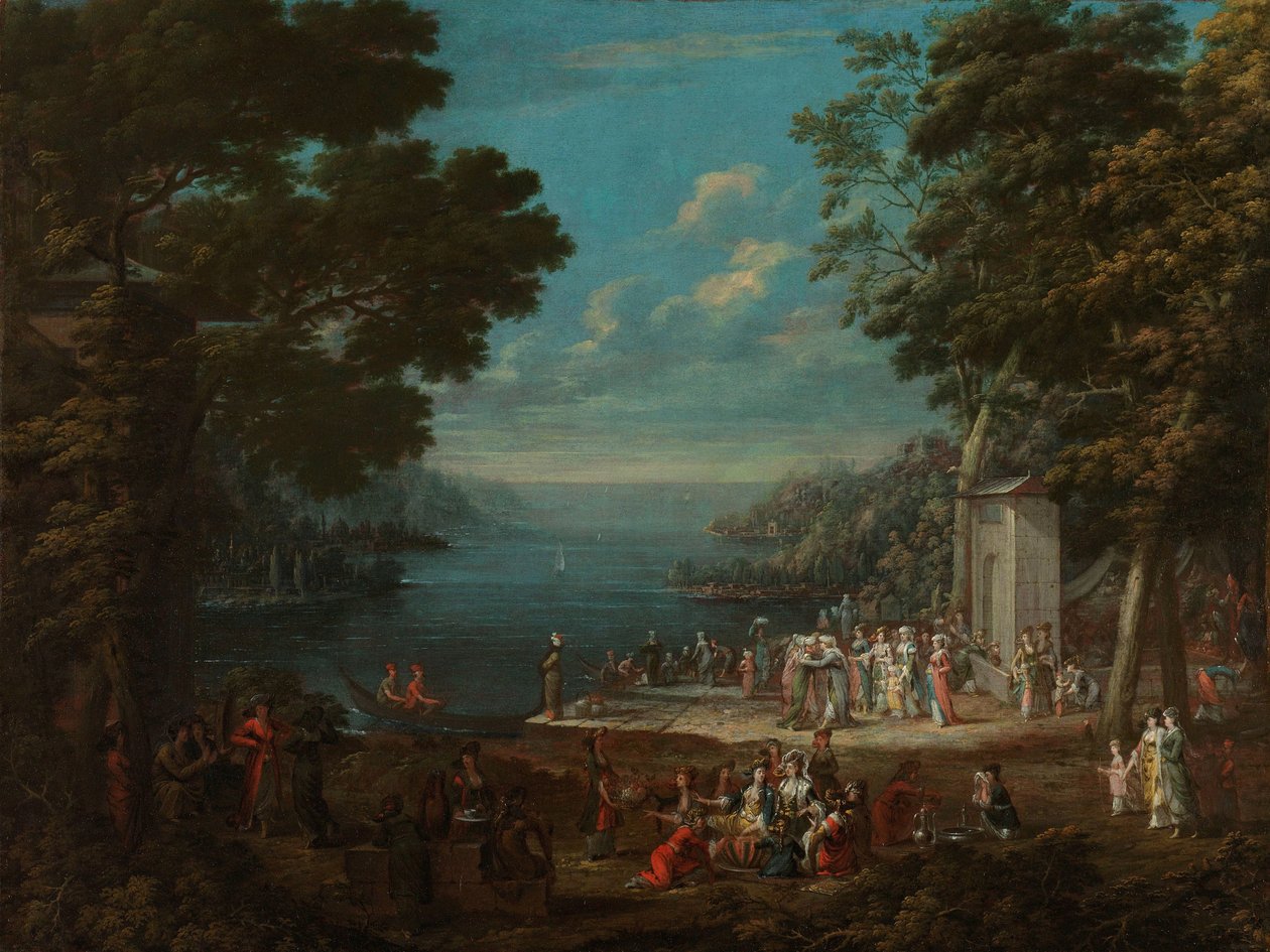 Passeio de Senhoras em Hünkâr İskelesi ao longo do Bósforo
Damesfeest em Hünkâr İskelesi aan de Bosporus de Jean Baptiste Vanmour
