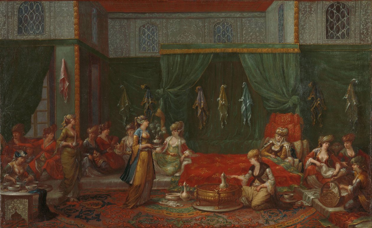 Quarto deitada de uma ilustre mulher turca Berçário de uma distinta mulher turca de Jean Baptiste Vanmour