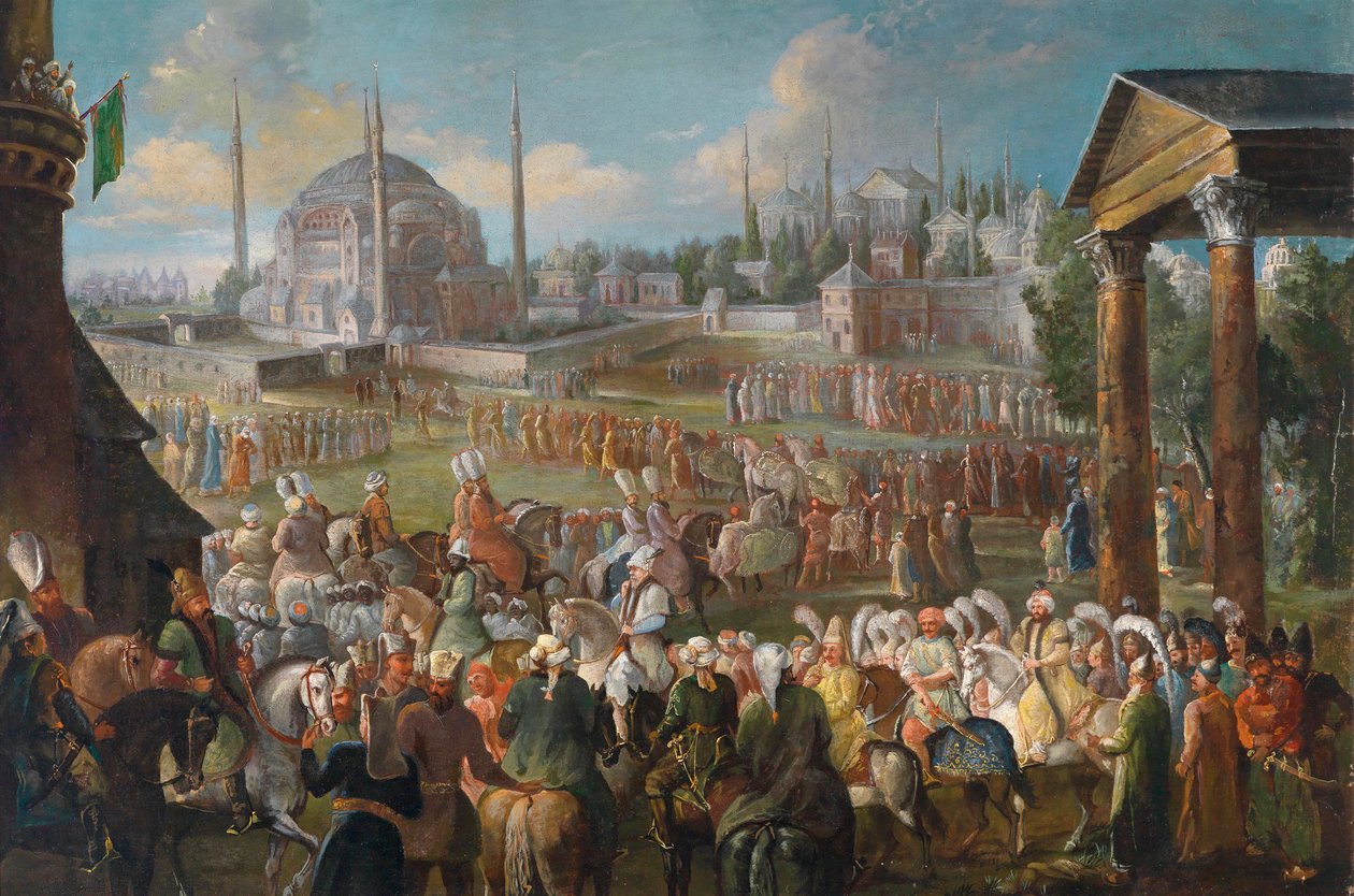 Procession du sultan a Istambul - Peinture de Jean Baptiste van Mour (Jean-Baptiste Vanmour) (1671-1737), vers 1736 - The Sultan