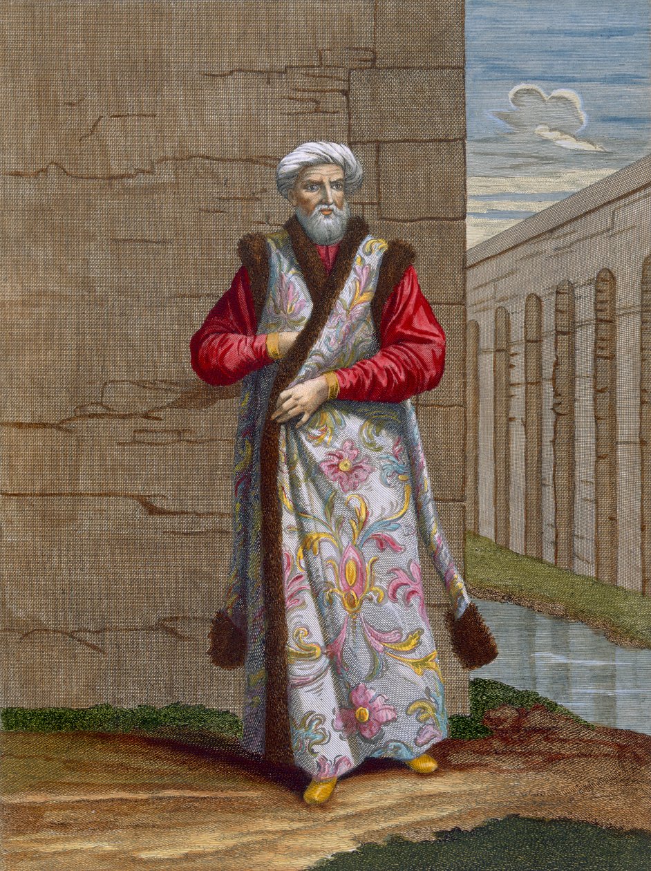 O capitão Pacha, placa 36 de "Coleção de cem impressões representando as diferentes nações do Levante" por Charles de Ferriol, gravado por Gerard Scotin (1671-1716), 1707-08 de Jean Baptiste Vanmour
