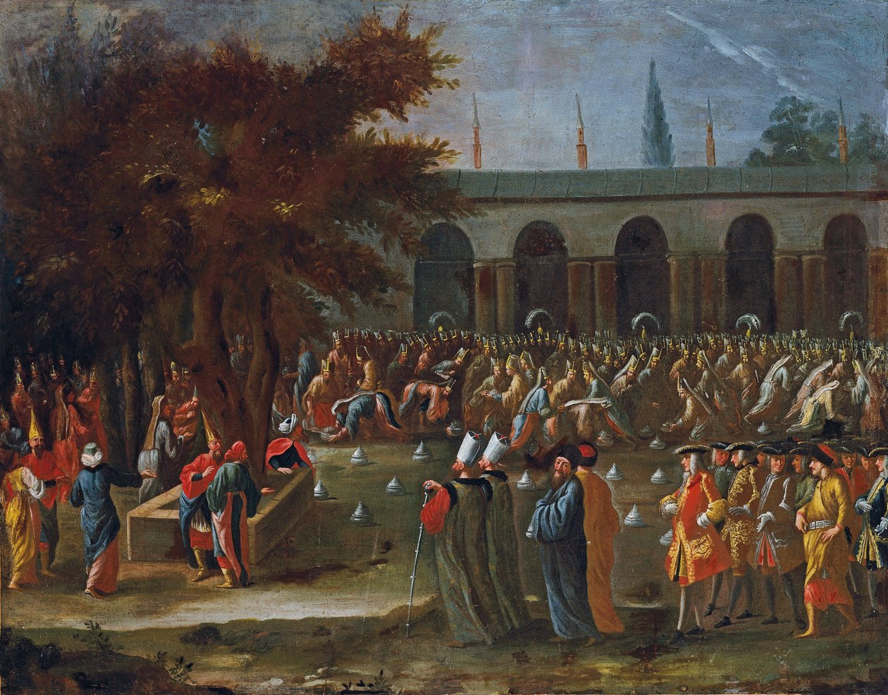 O embaixador holandês com seu séquito recebido pelo sultão Ahmed III no Palácio Topkapi, Istambul de Jean Baptiste Vanmour