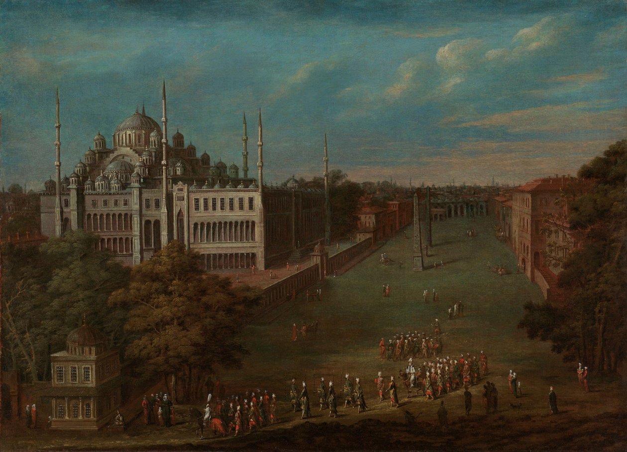 O Grande Vizir Cruzando o Atmeydan (Praça do Cavalo), 1720-37 de Jean Baptiste Vanmour