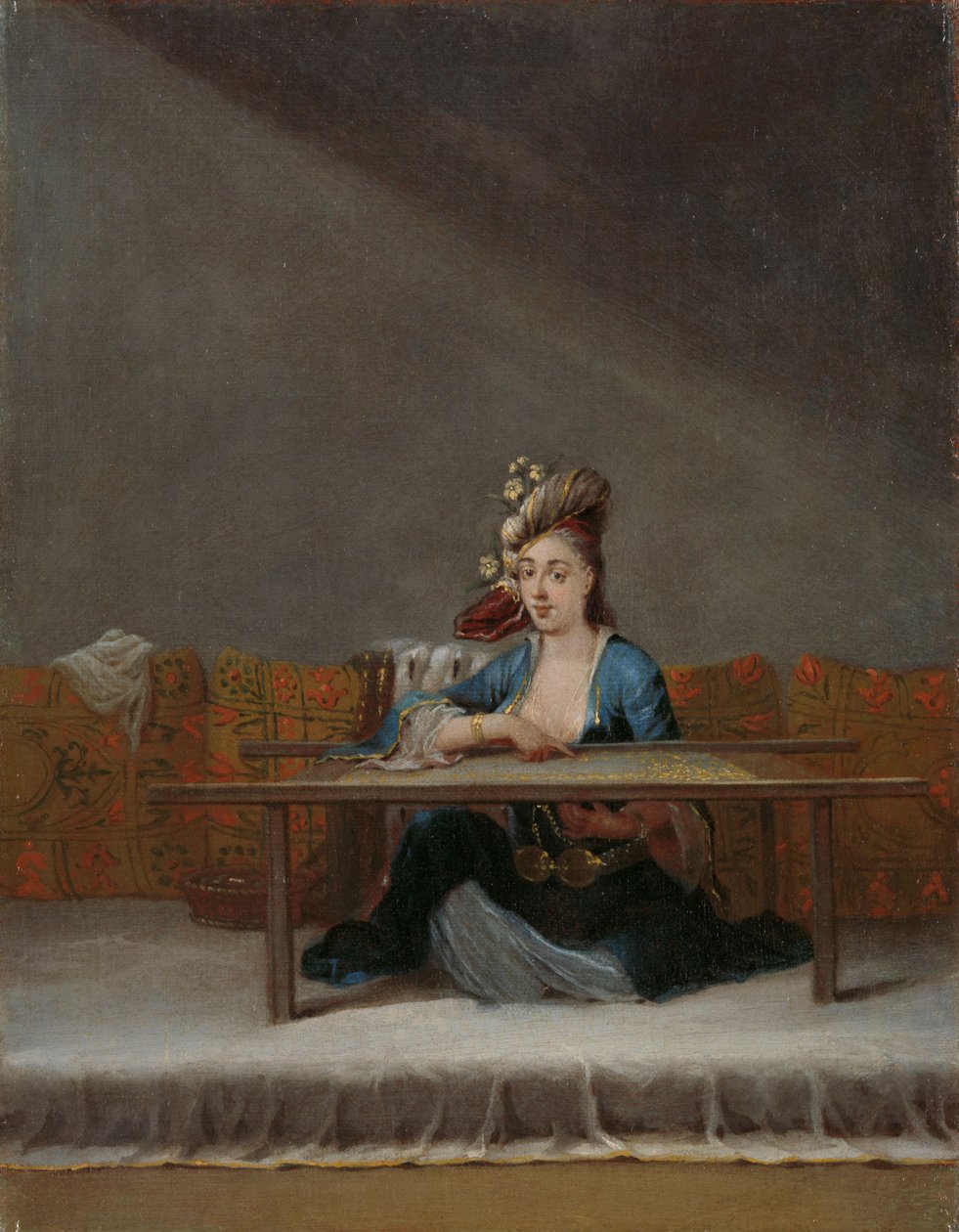 Mulher turca no seu quadro de bordado, c.1720-37 de Jean Baptiste Vanmour