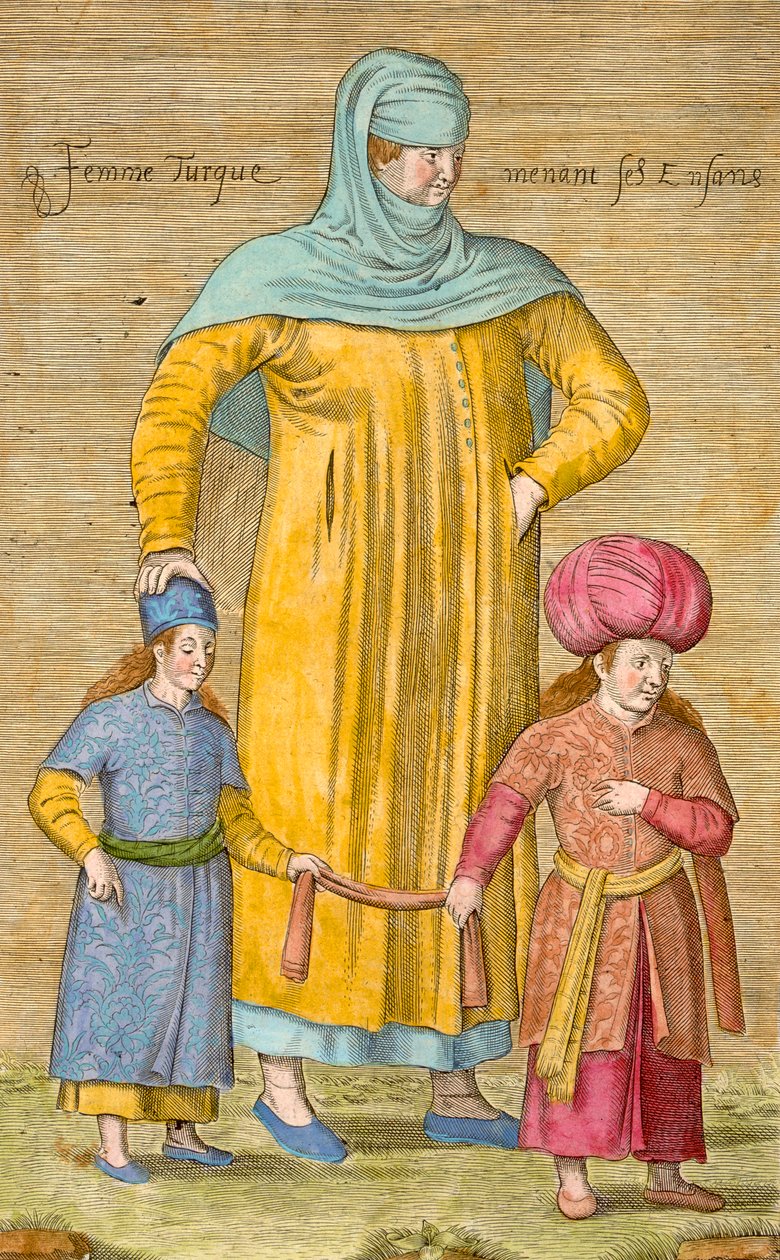 Mulher, guiando, dela, crianças, prato, de, &39;Collection, de, cem, impressões, representando, a, diferente, nações, de, a, Levant&39;, por, charles, de, Ferriol, 1707-08 de Jean Baptiste Vanmour