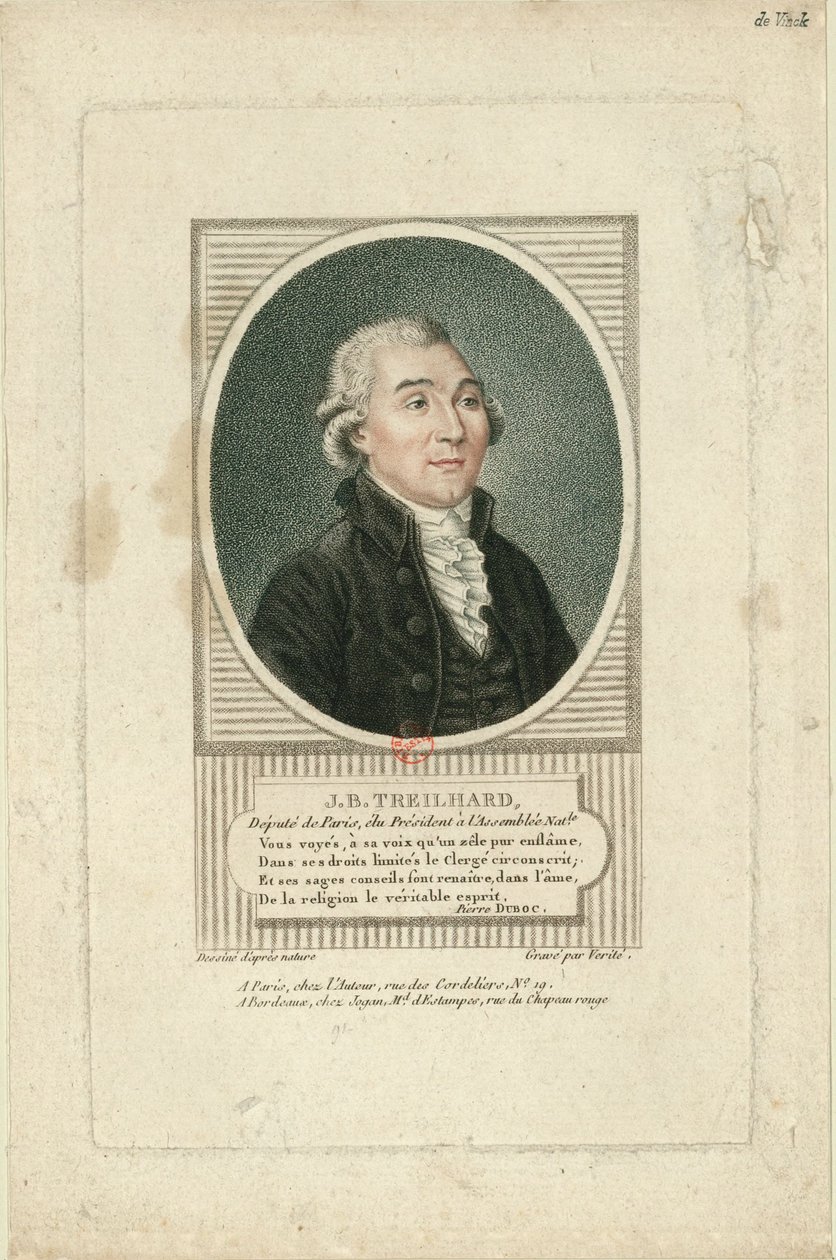 Retrato de Jean-Baptiste Treilhard 1742-1810, c. 1790. de Jean Baptiste Verite