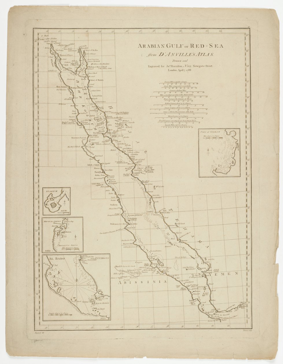 Golfo Pérsico ou Mar Vermelho, gravado por Thomas Bowen, 1788 de Jean Baptiste after dAnville