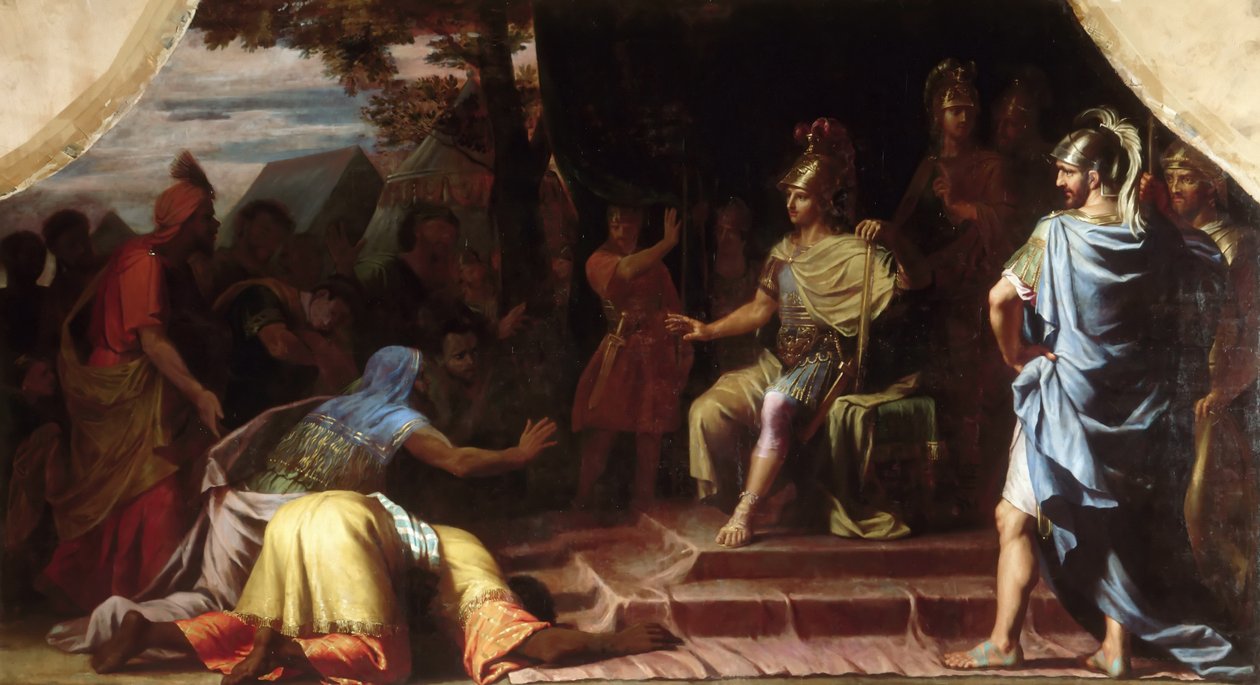 Alexandre, o Grande, recebendo as notícias da morte pela imolação do gimnosofista Calanus de Jean Baptiste de Champaigne