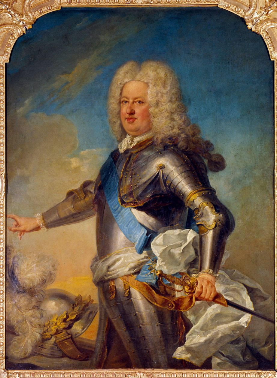Retrato de Stanislas Leszcinski (1677-1766) Rei da Polónia, Duque de Lorena e Pintura de Bar de Jean Baptiste Van Loo (1684-1745) Sol do século XVIII. 1,33x1,13 m de Jean Baptiste van Loo