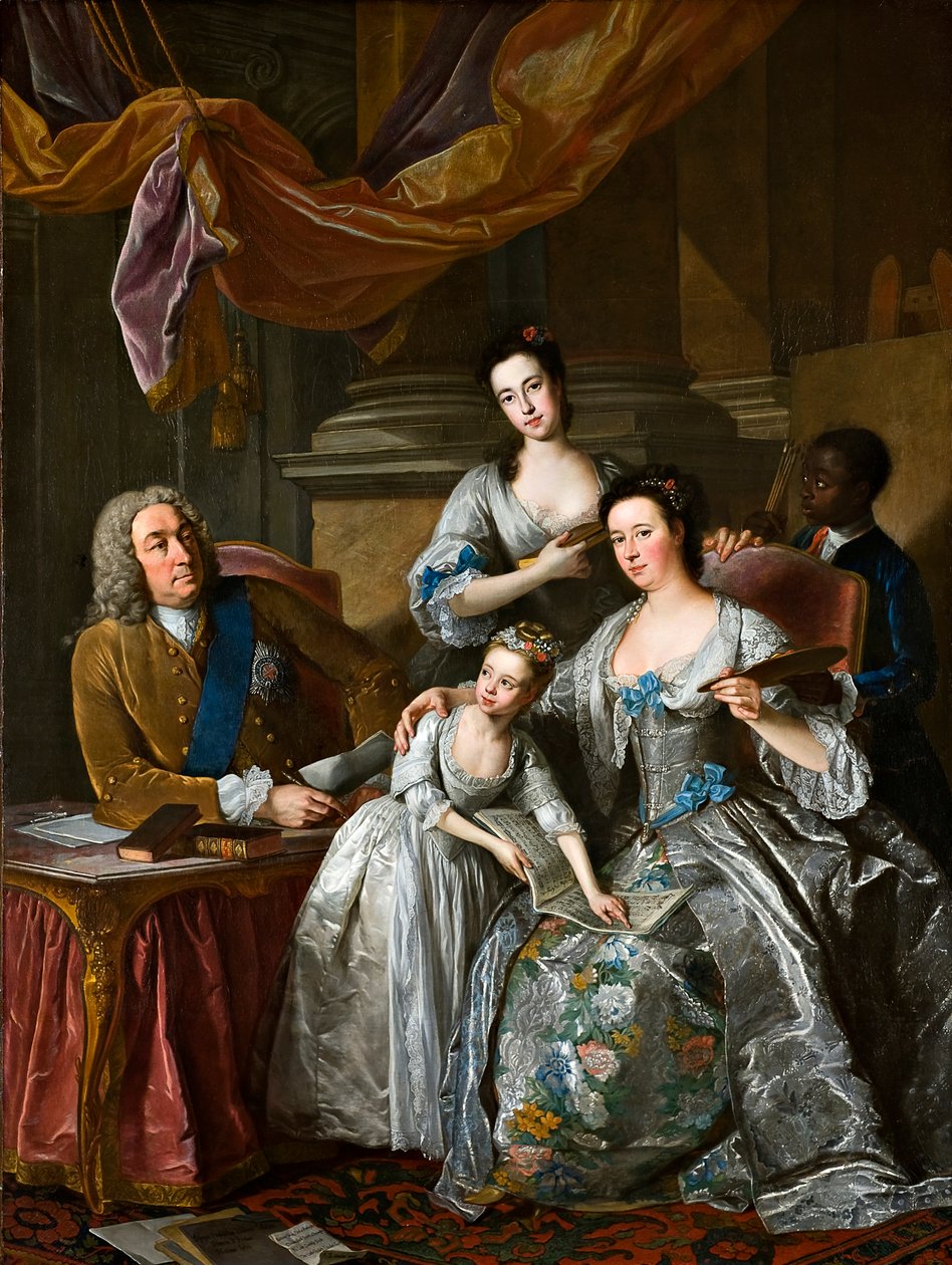 Richard Boyle, 3º Conde de Burlington e 4º Conde de Cork, com sua esposa Dorothy Savile e suas filhas (óleo sobre tela) de Jean Baptiste van Loo